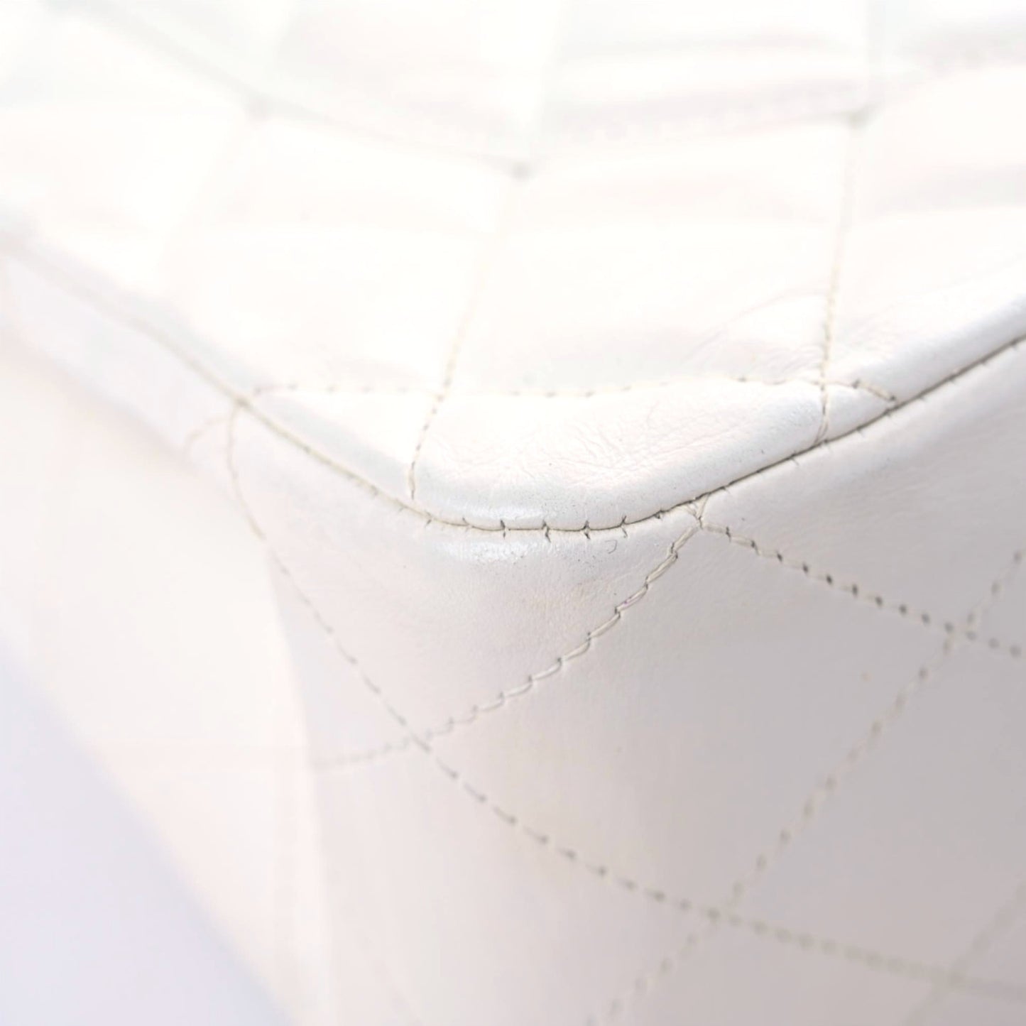 Lambskin Quilted Jumbo Single Flap White