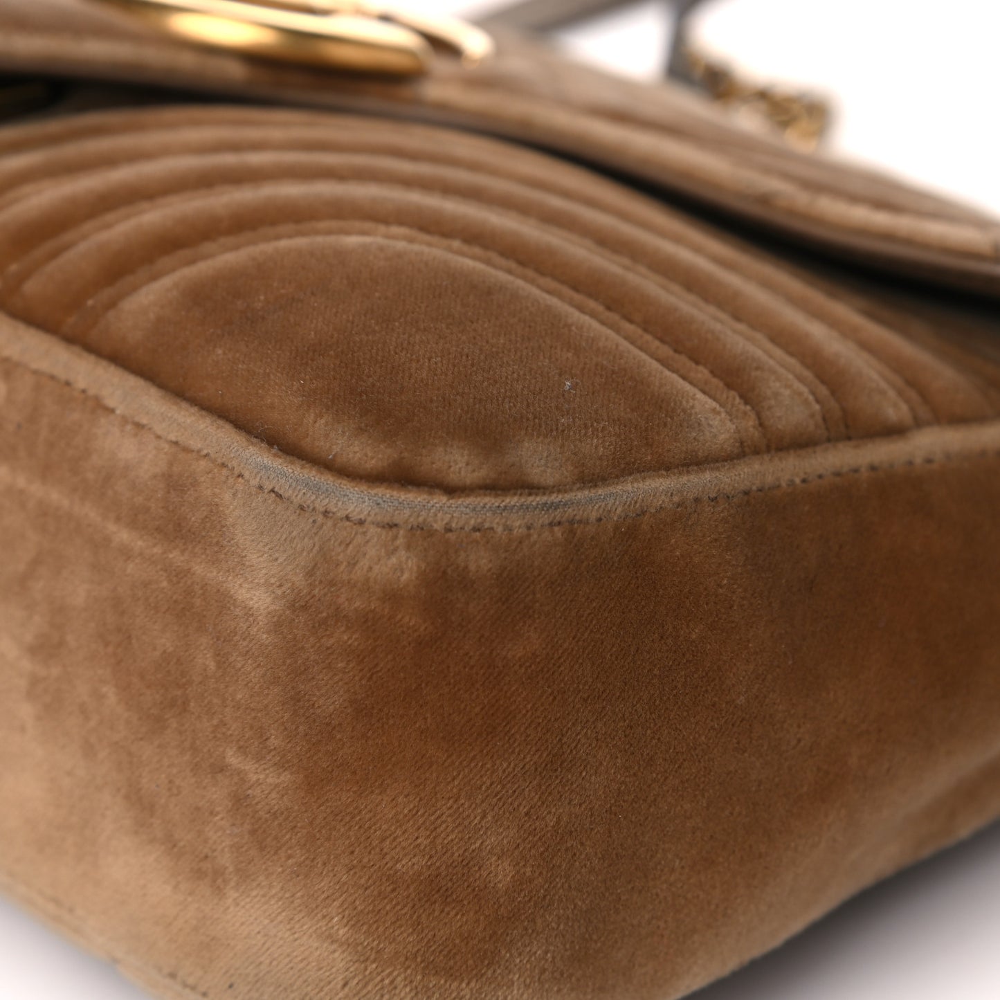 Velvet Matelasse Medium GG Marmont Shoulder Bag Taupe