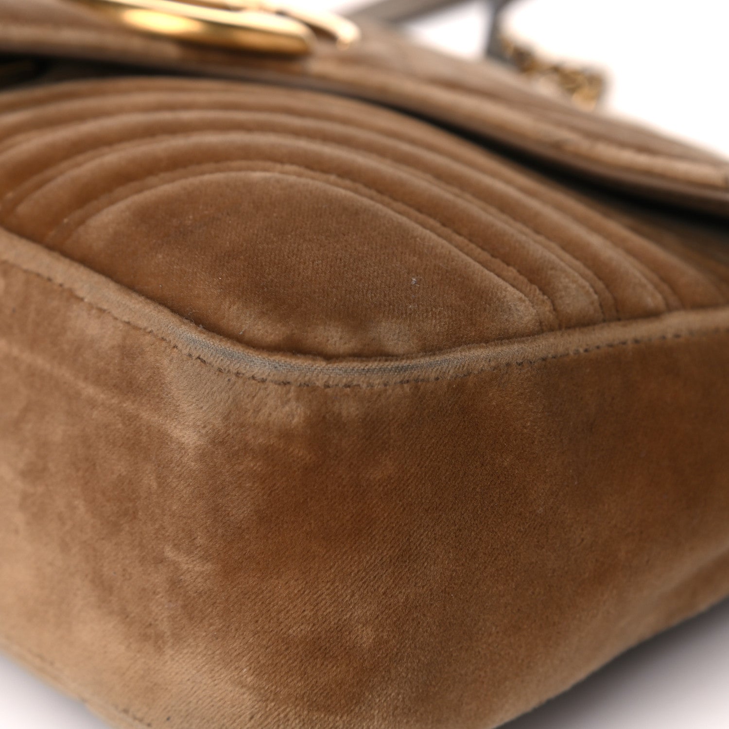 Gucci Velvet Matelasse Medium GG Marmont Shoulder Bag Taupe 11 of 19
