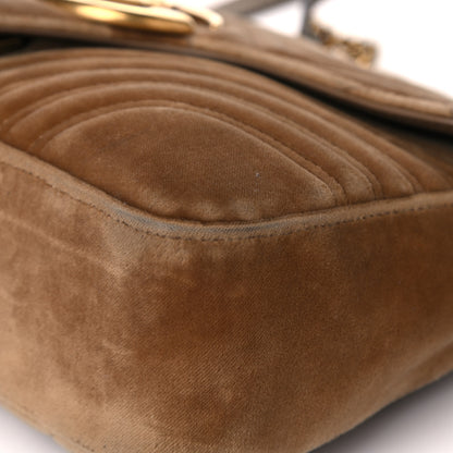 Gucci Velvet Matelasse Medium GG Marmont Shoulder Bag Taupe 11 of 19