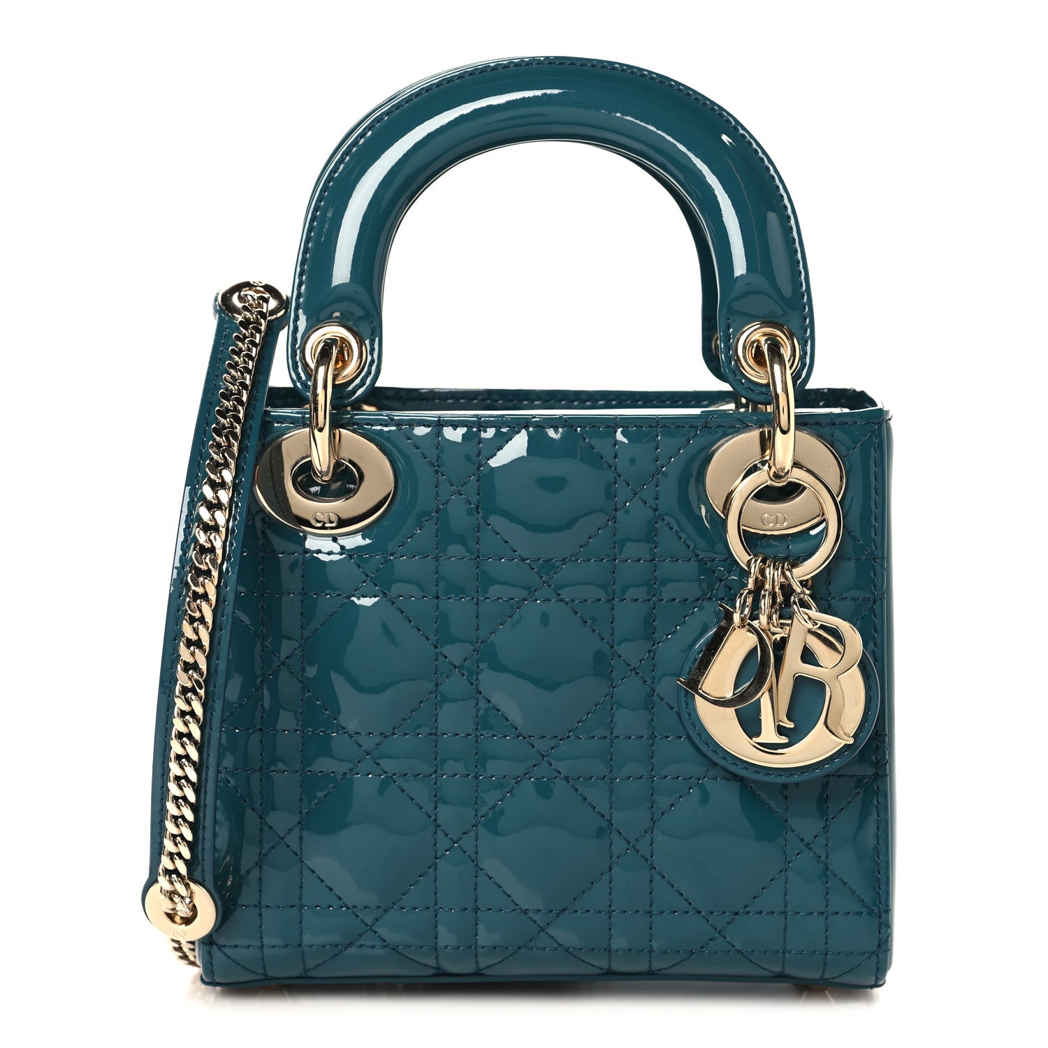 Christian Dior Patent Cannage Mini Lady Dor Blue 1 of 10