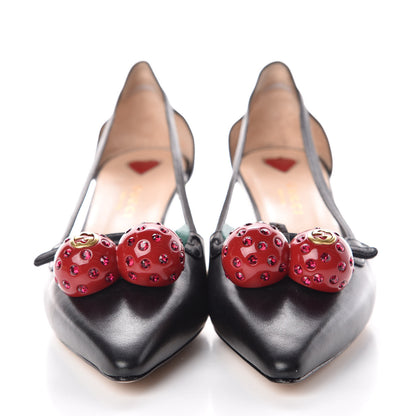 Gucci Nappa Cherry Pumps 36.5 Black 2 of 8