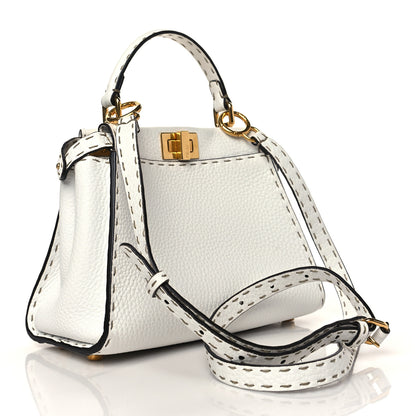 Fendi Cuoio Romano Selleria Mini Peekaboo Iconic Satchel White 3 of 10