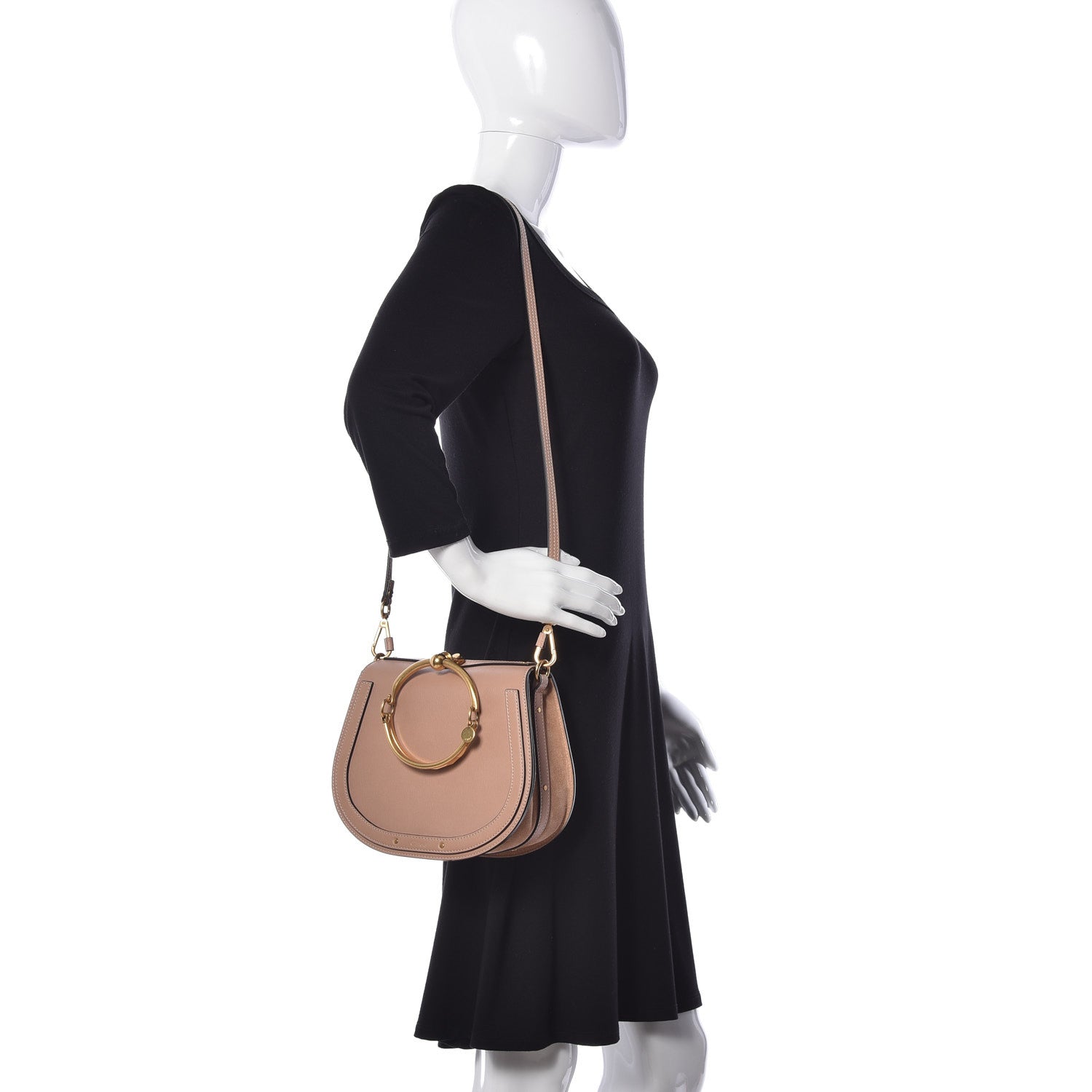 Chloe Calfskin Suede Medium Nile Bracelet Bag Biscotti Beige 2 of 9