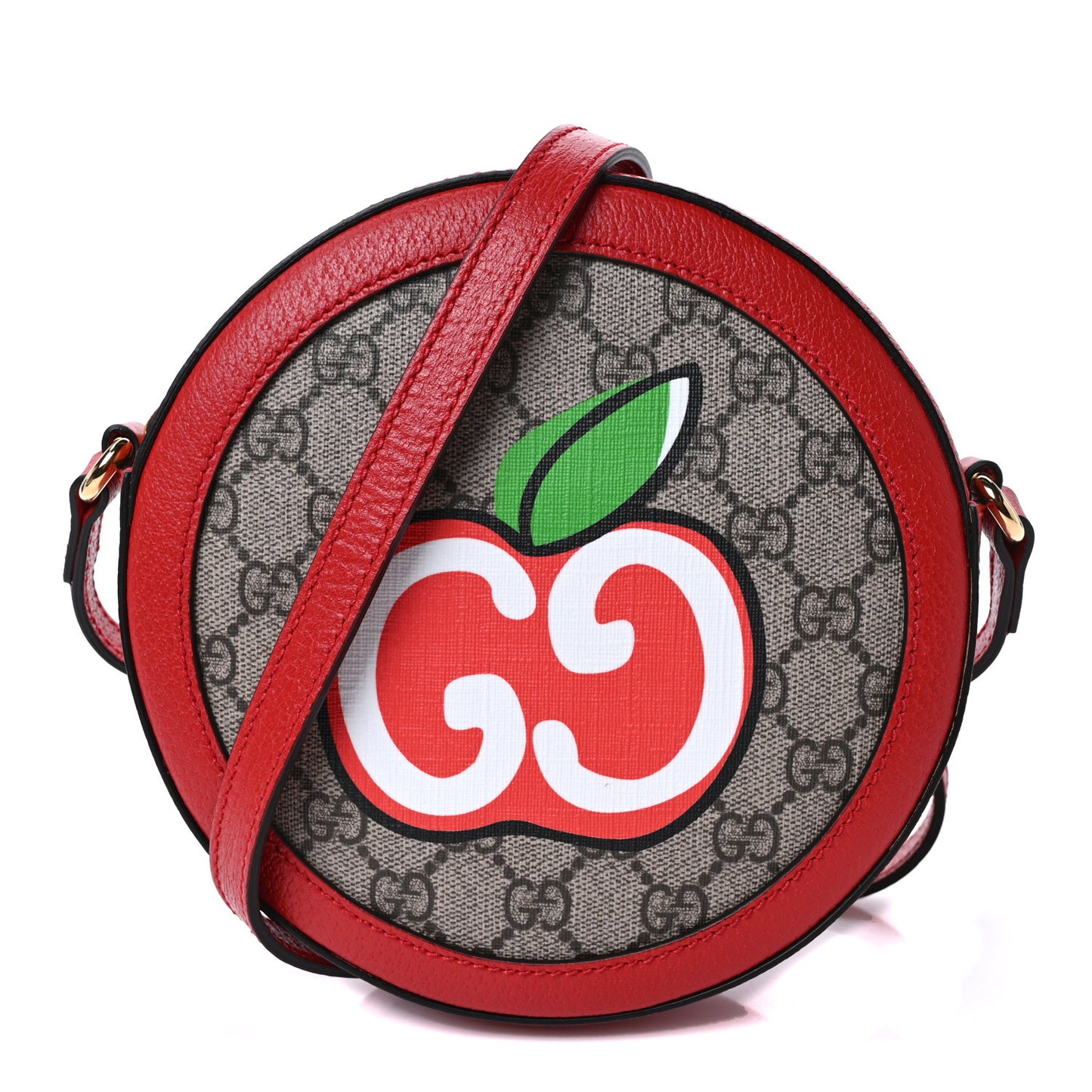GG Supreme Monogram Apple Mini Ophidia Round Lobster Red