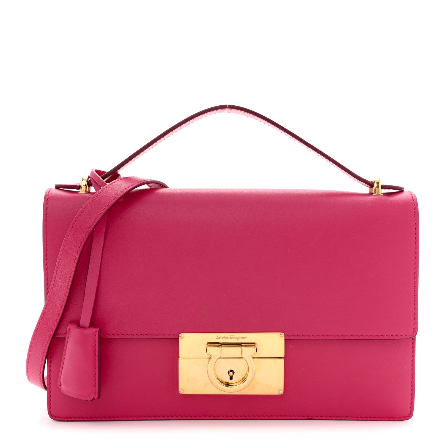 Salvatore Ferragamo Smooth Calfskin Aileen Gancio Lock Shoulder Bag Pink 1 of 13