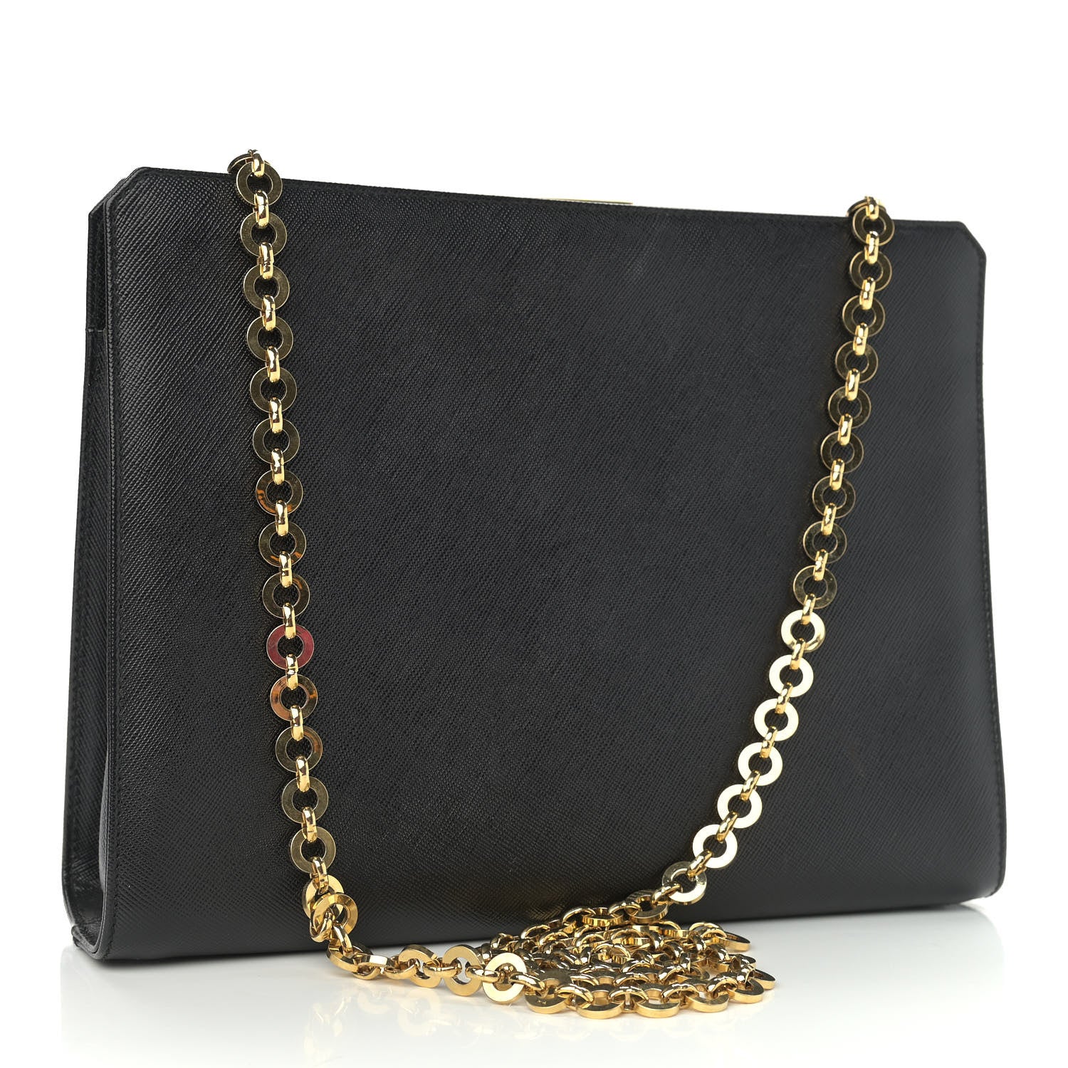 Salvatore Ferragamo Printed Calfskin Gancini Trifolio Chain Bag Black 3 of 9