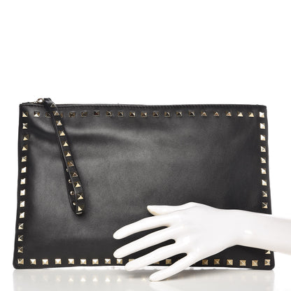 Valentino Garavani Vitello Large Rockstud Zip Wristlet Pouch Black 2 of 7