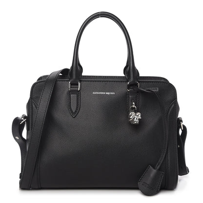 Alexander McQueen Pebbled Calfskin Small Skull Padlock Zip Around Tote Black 1 of 10