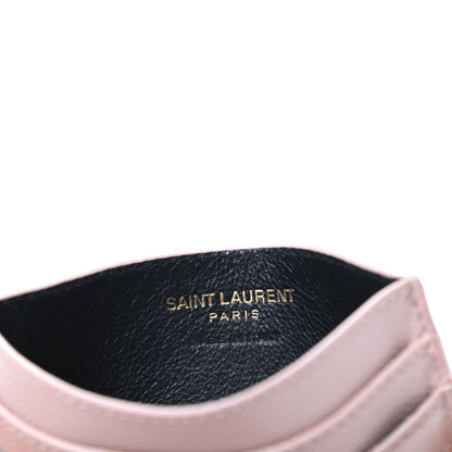 Saint Laurent Grain De Poudre Matelasse Chevron Monogram Credit Card Case Pale Blush 6 of 11
