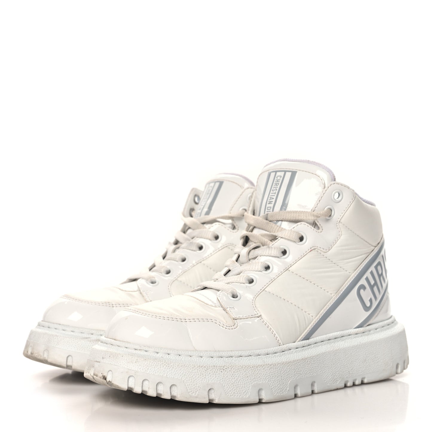 Nylon Fabric Womens D-Player High Top Sneakers 36 White Grey