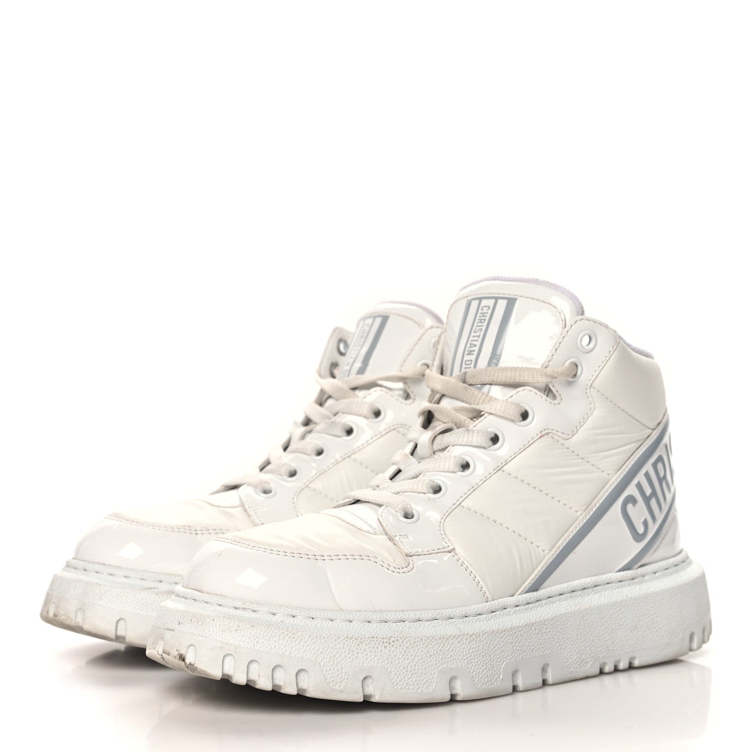 Christian Dior Nylon Fabric Womens D-Player High Top Sneakers 36 White Grey 4 of 11