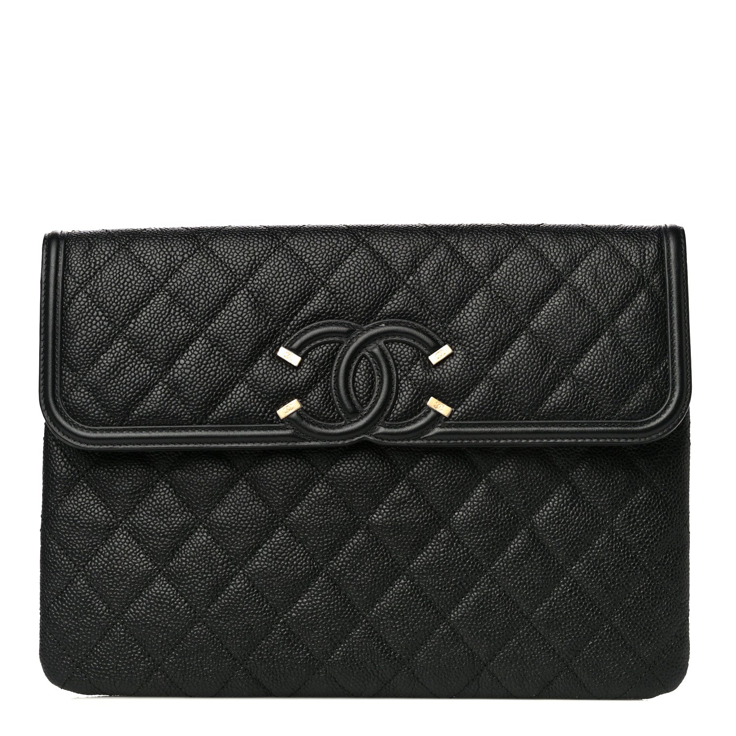 Chanel Caviar Quilted Filigree Flap Pouch Black 1 of 18