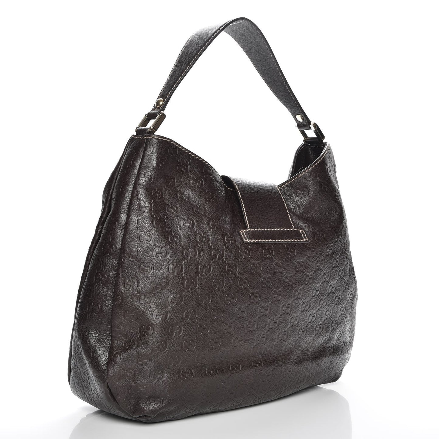 Guccissima Large New Ladies Web Hobo Dark Brown