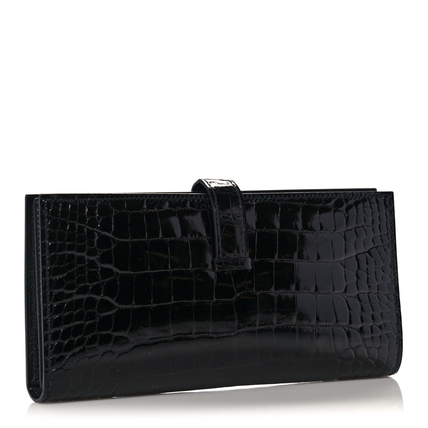 Hermes Shiny Niloticus Crocodile Bearn Wallet Black 3 of 10