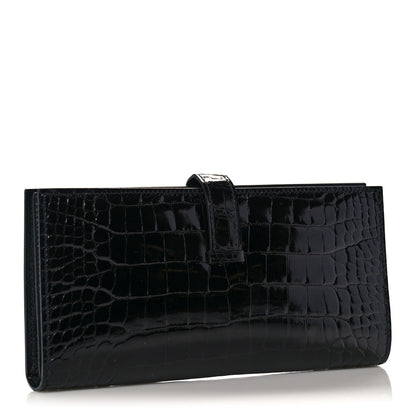 Hermes Shiny Niloticus Crocodile Bearn Wallet Black 3 of 10