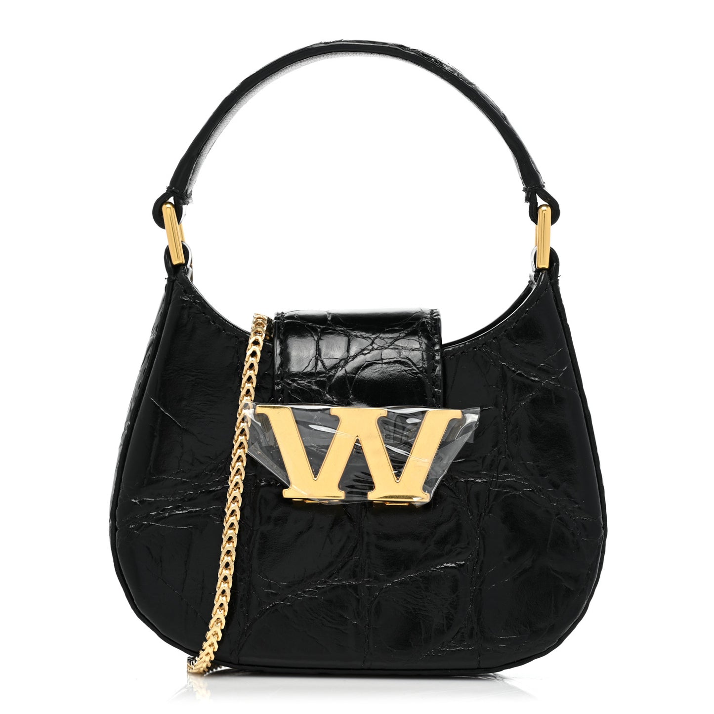 Crocodile Embossed Calfskin Micro Legacy Hobo Black
