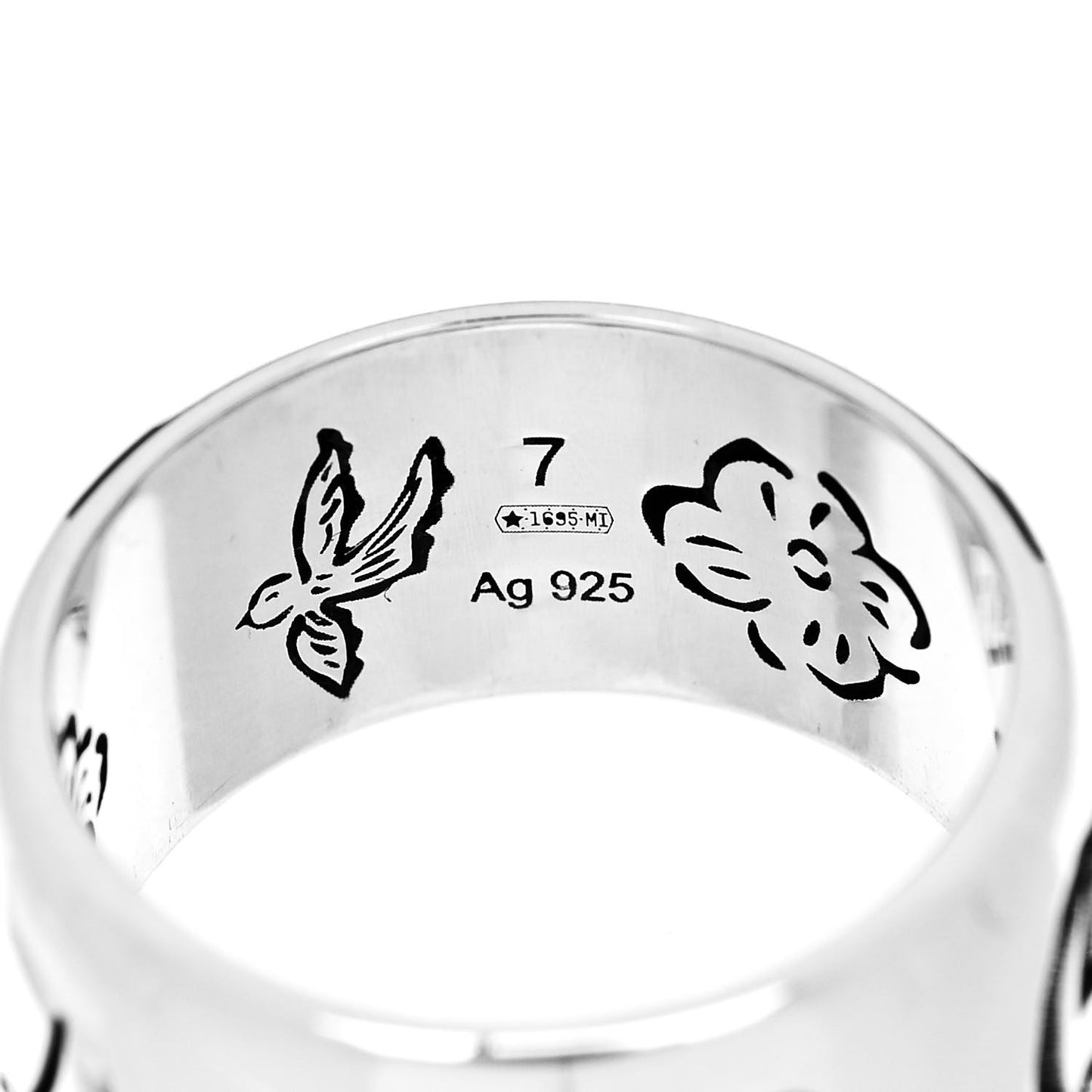 Sterling Silver Wide Blind for Love Band Ring 47 4