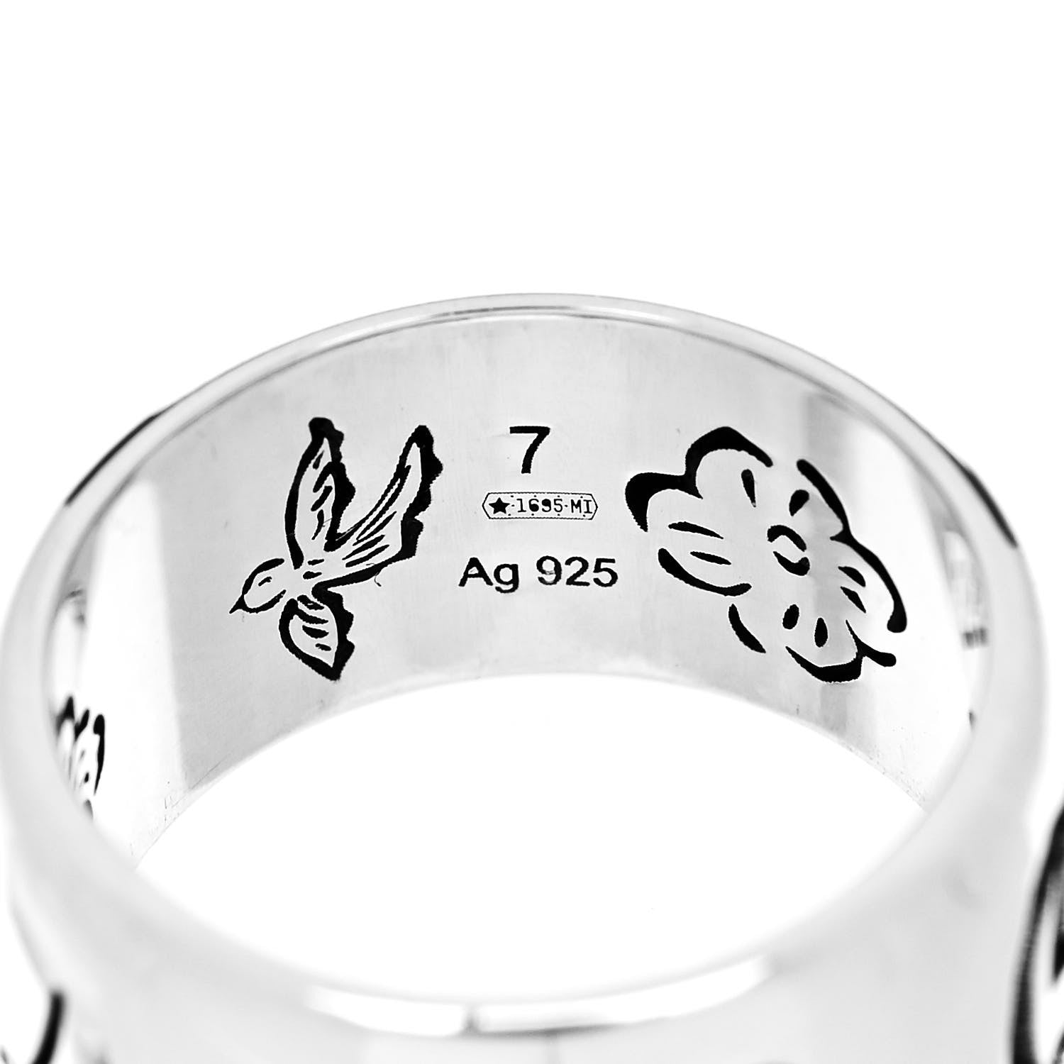 Gucci Sterling Silver Wide Blind for Love Band Ring 47 4 5 of 5