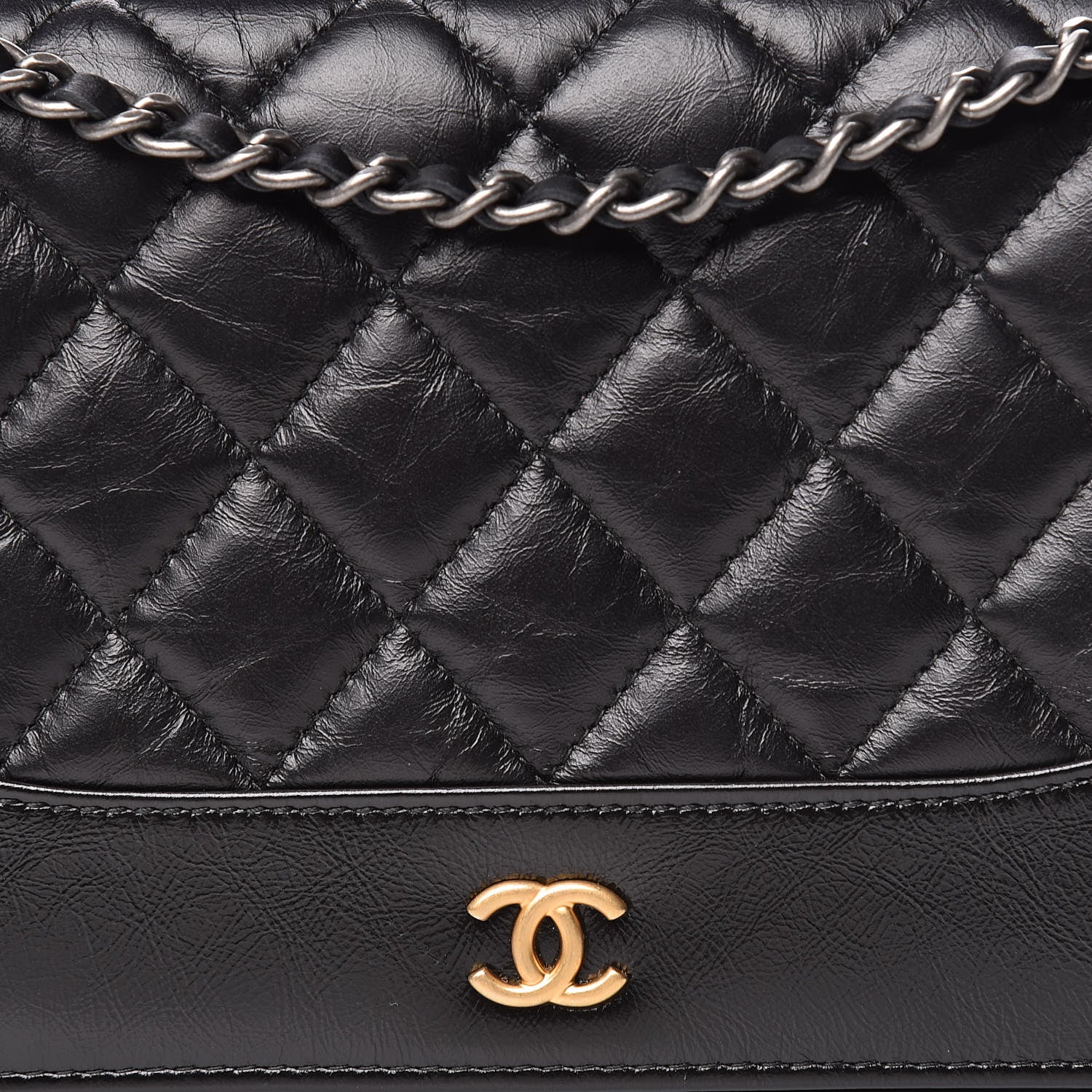 Chanel Aged Calfskin Quilted Gabrielle Wallet On Chain WOC Black 9 of 15