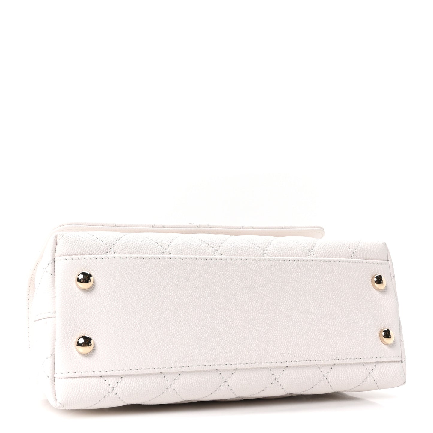 Caviar Quilted Mini Coco Handle Flap White