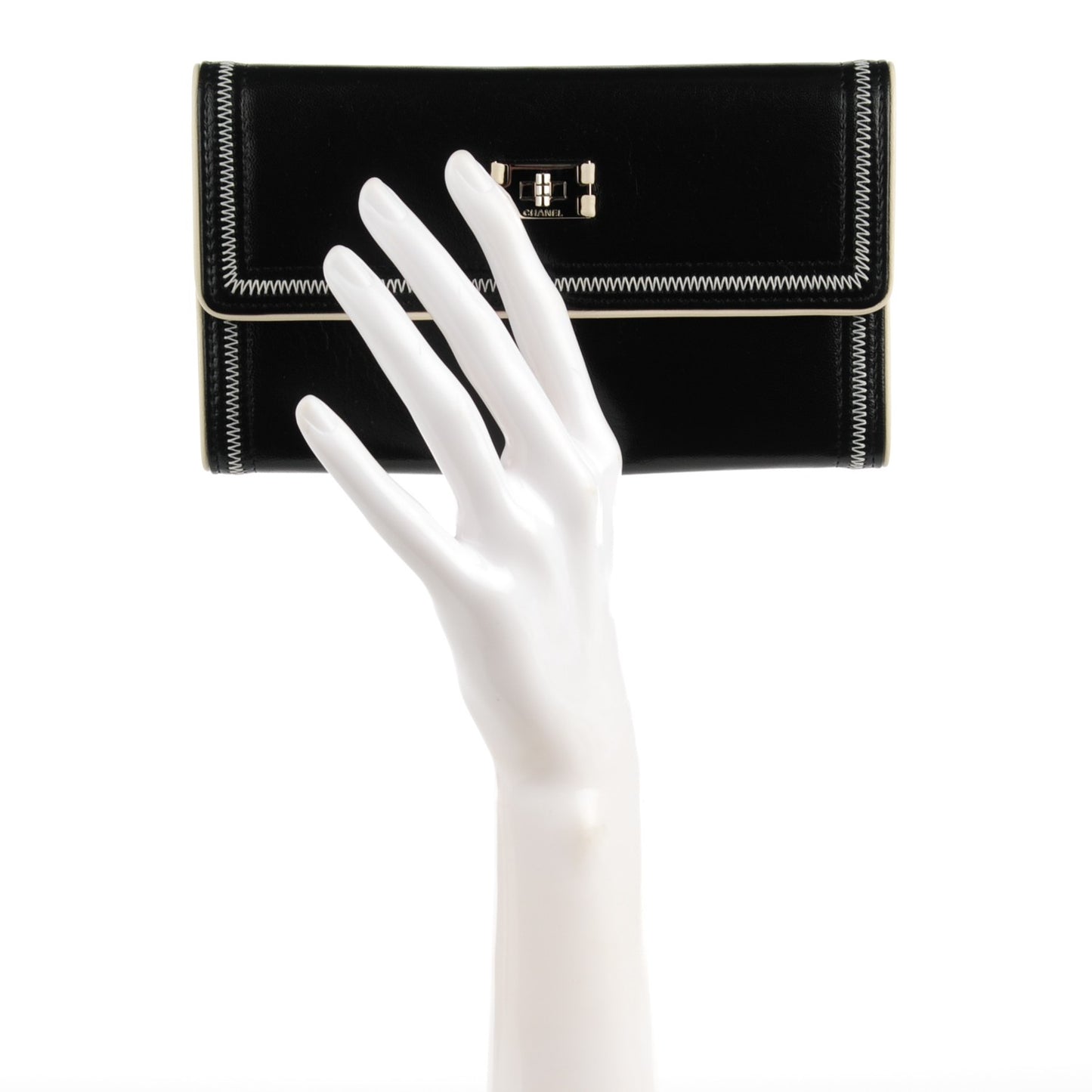 Lambskin Large Flap Wallet Black