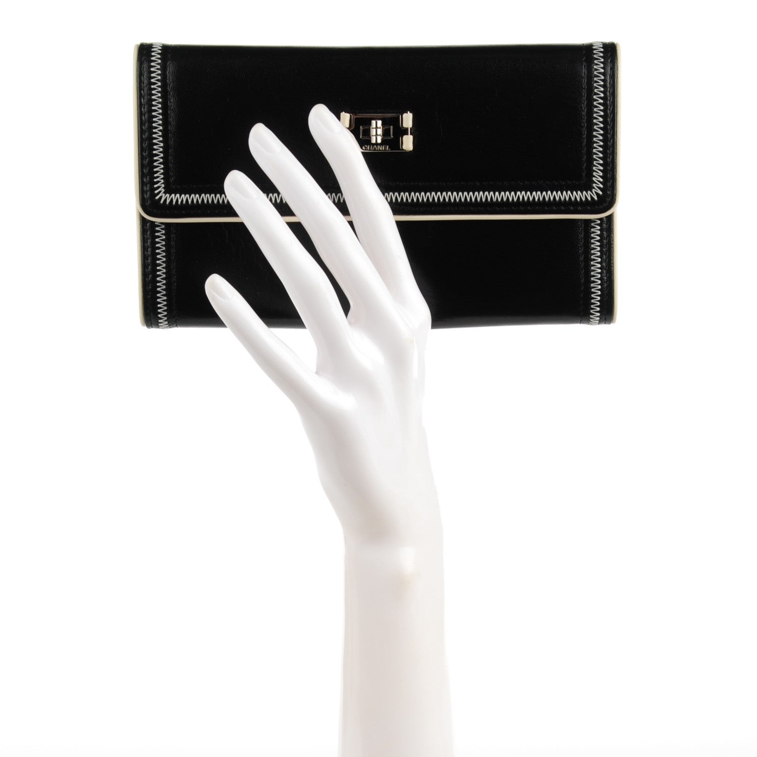 Chanel Lambskin Large Flap Wallet Black 2 of 8