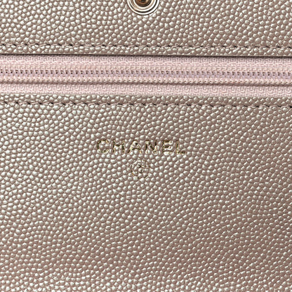 Chanel Iridescent Caviar Quilted Wallet On Chain WOC Beige 6 of 11