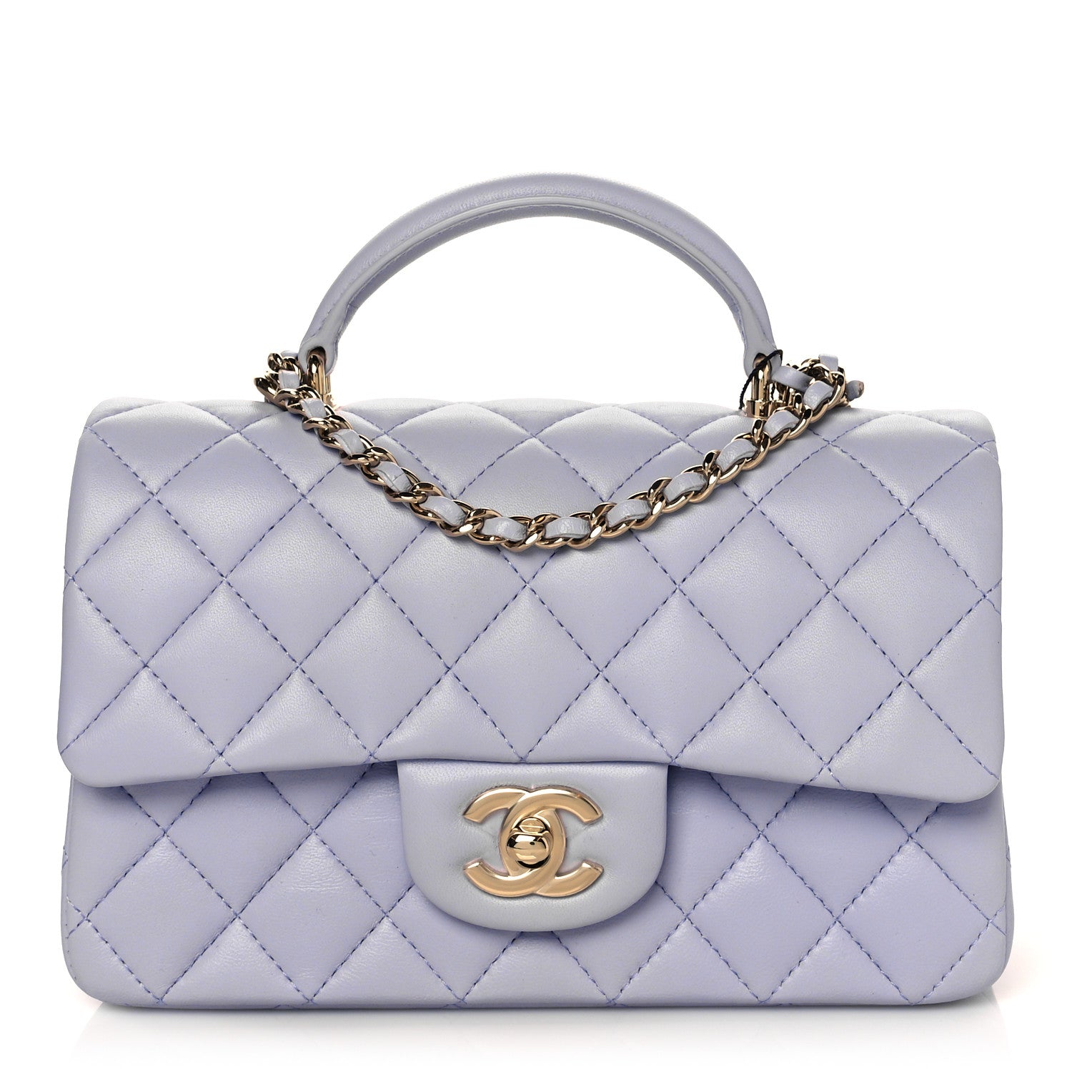 Chanel Lambskin Quilted Mini Top Handle Rectangular Flap Light Purple 1 of 11