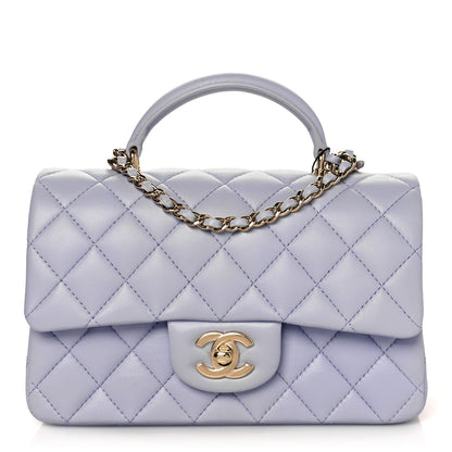 Chanel Lambskin Quilted Mini Top Handle Rectangular Flap Light Purple 1 of 11