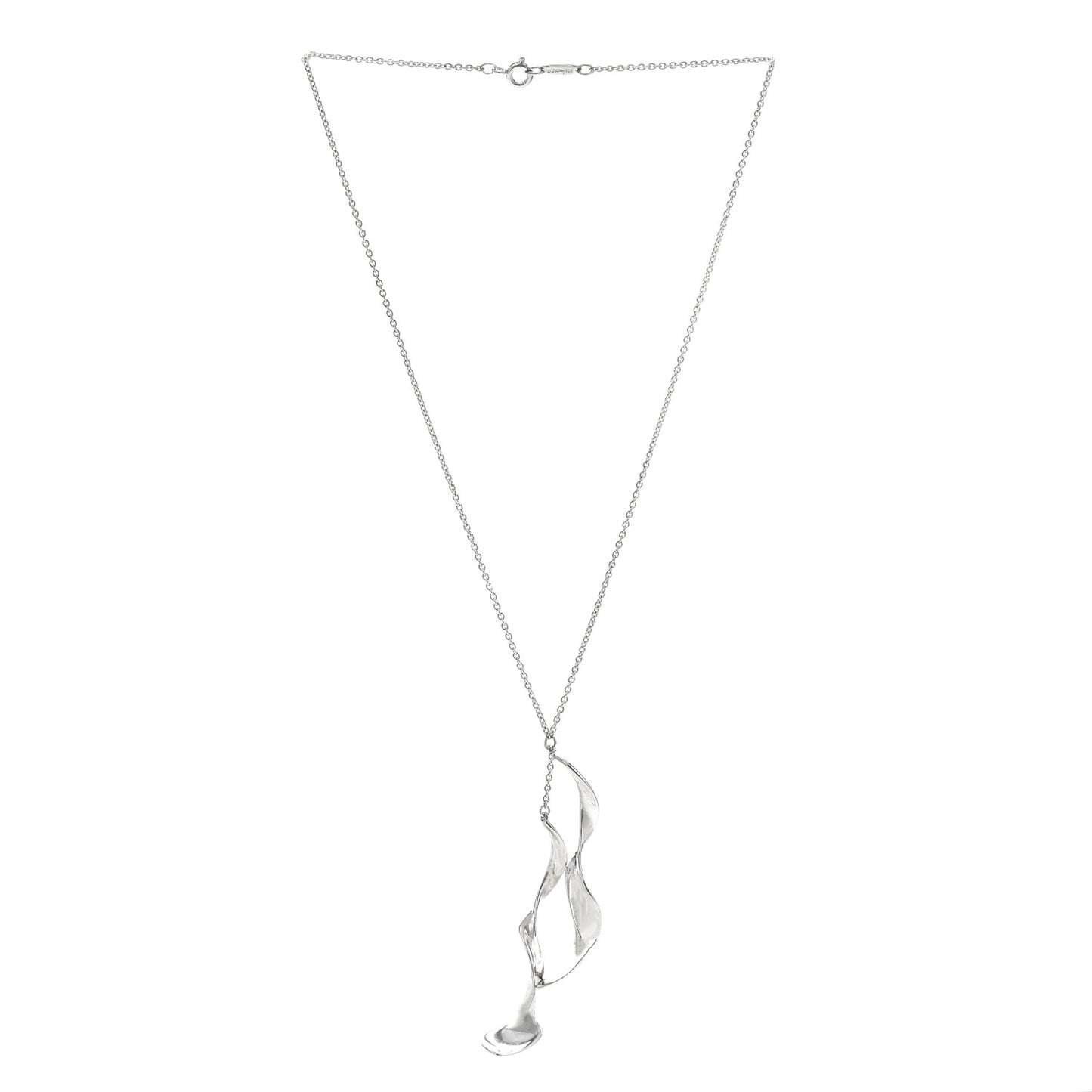 Sterling Silver Frank Gehry Double Orchid Pendant Necklace