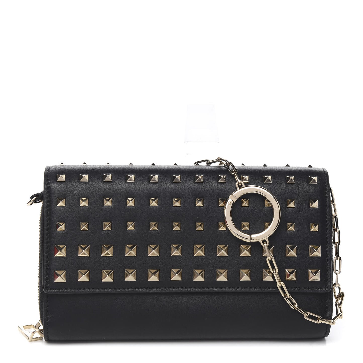 Vitello Rockstud Carry Secrets Continental Wallet On Chain Black