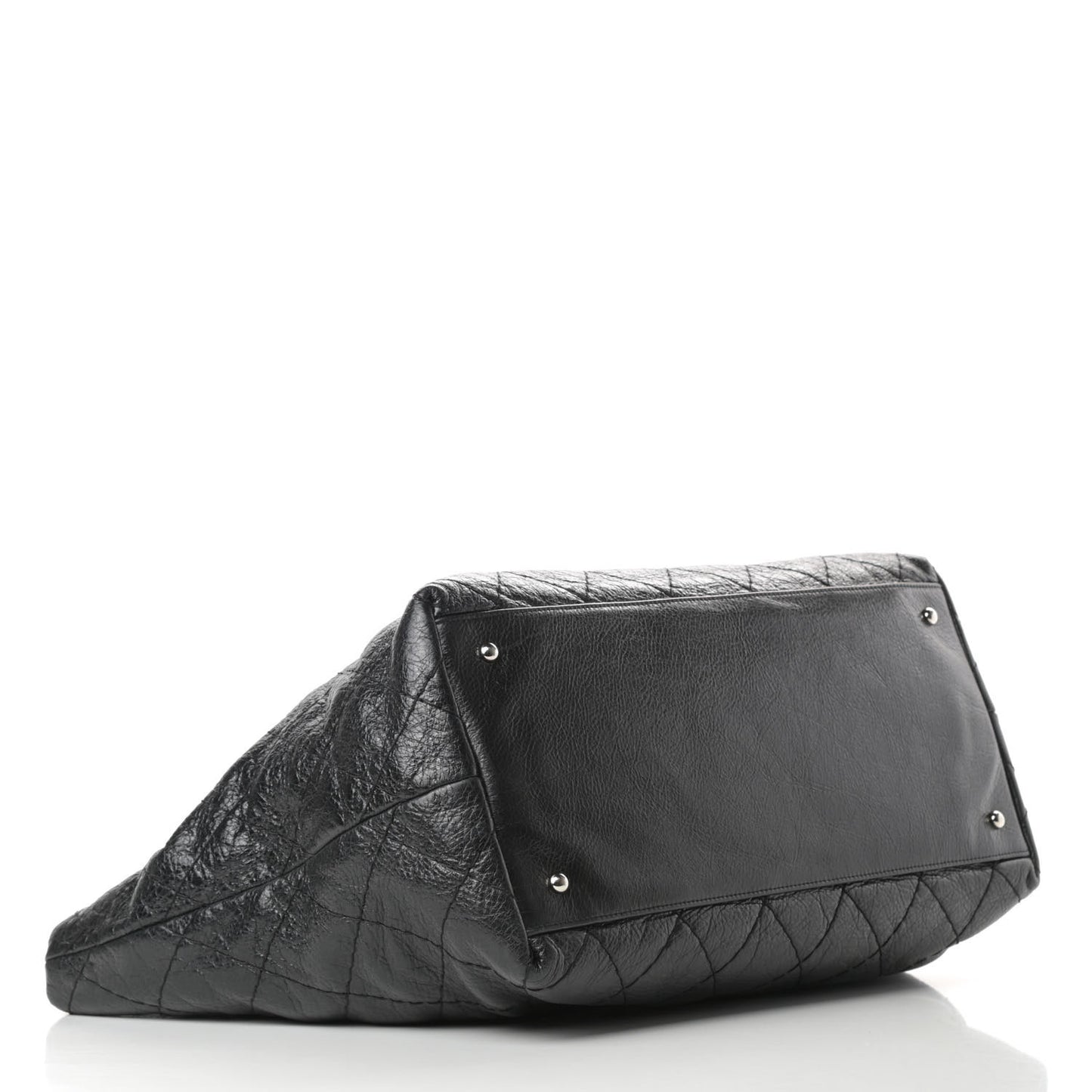 Glazed Calfskin Large On The Road Tote Black