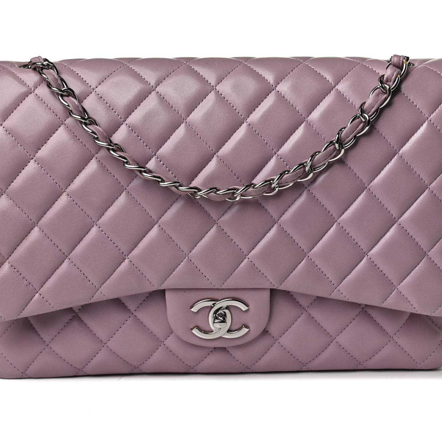 Lambskin Quilted Maxi Double Flap Purple