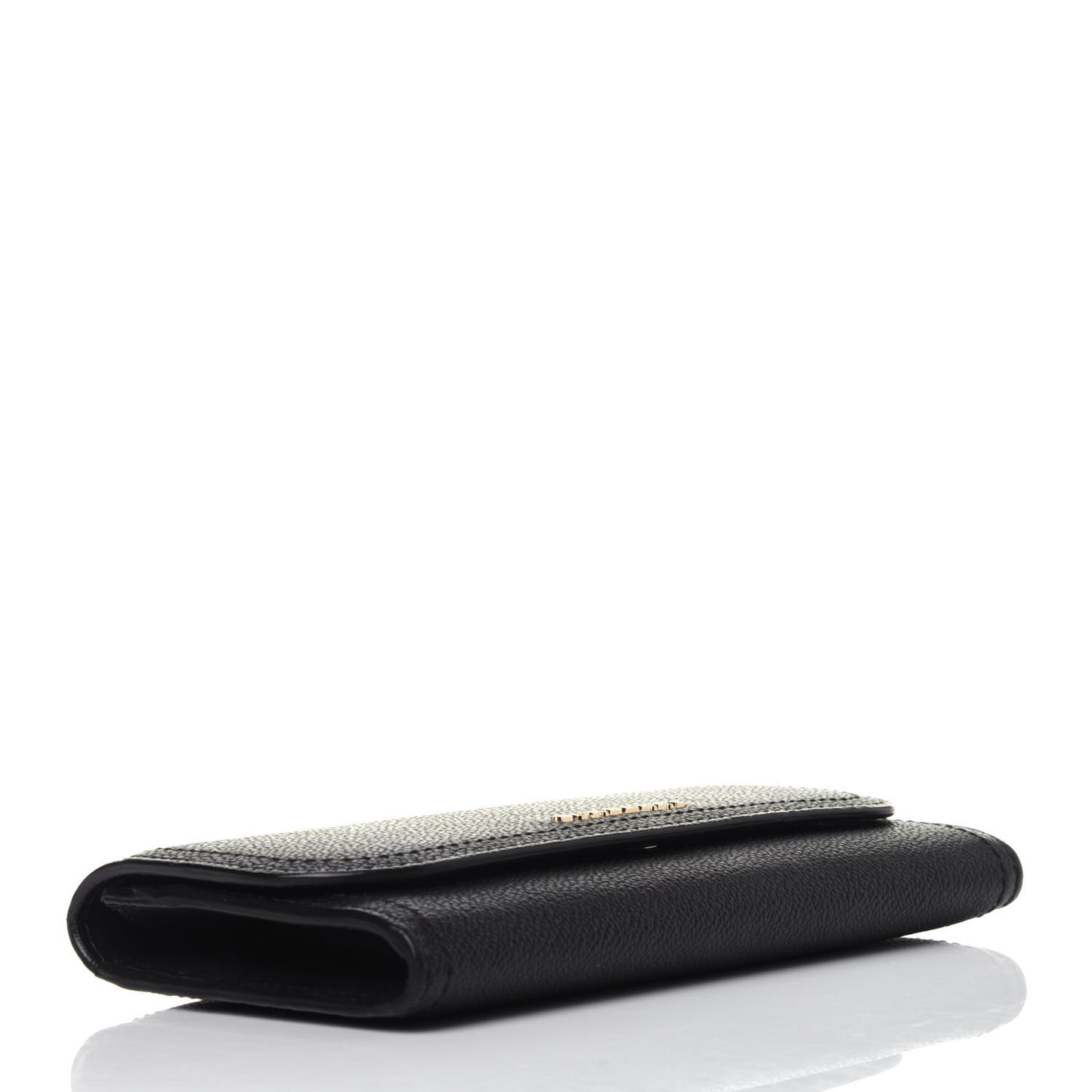 Grain Calfskin Continental Flap Wallet Black