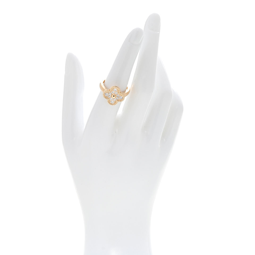 Van Cleef & Arpels 18K Yellow Gold Diamond Vintage Alhambra Ring 53 6.5 2 of 5