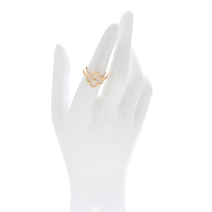 Van Cleef & Arpels 18K Yellow Gold Diamond Vintage Alhambra Ring 53 6.5 2 of 5
