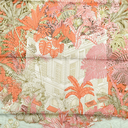 Hermes Silk Faubourg Tropical Scarf 90 Orange Kaki Saumon 2 of 6