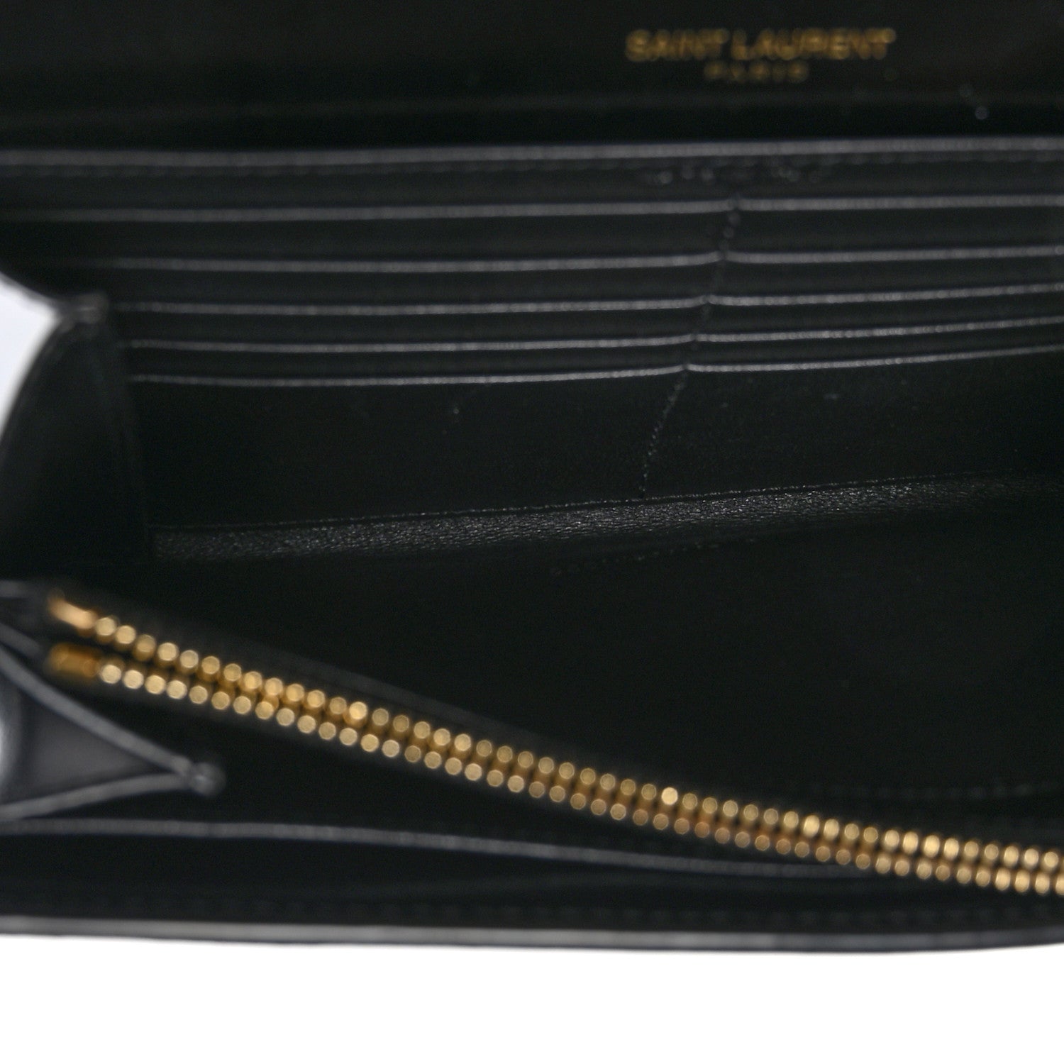 Saint Laurent Glossy Calfskin Monogram Chain Wallet Black 5 of 9