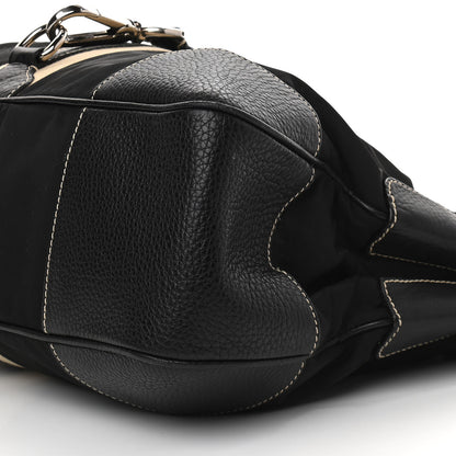 Prada Tessuto Nylon Vitello Foldover Buckle Satchel Black 8 of 10