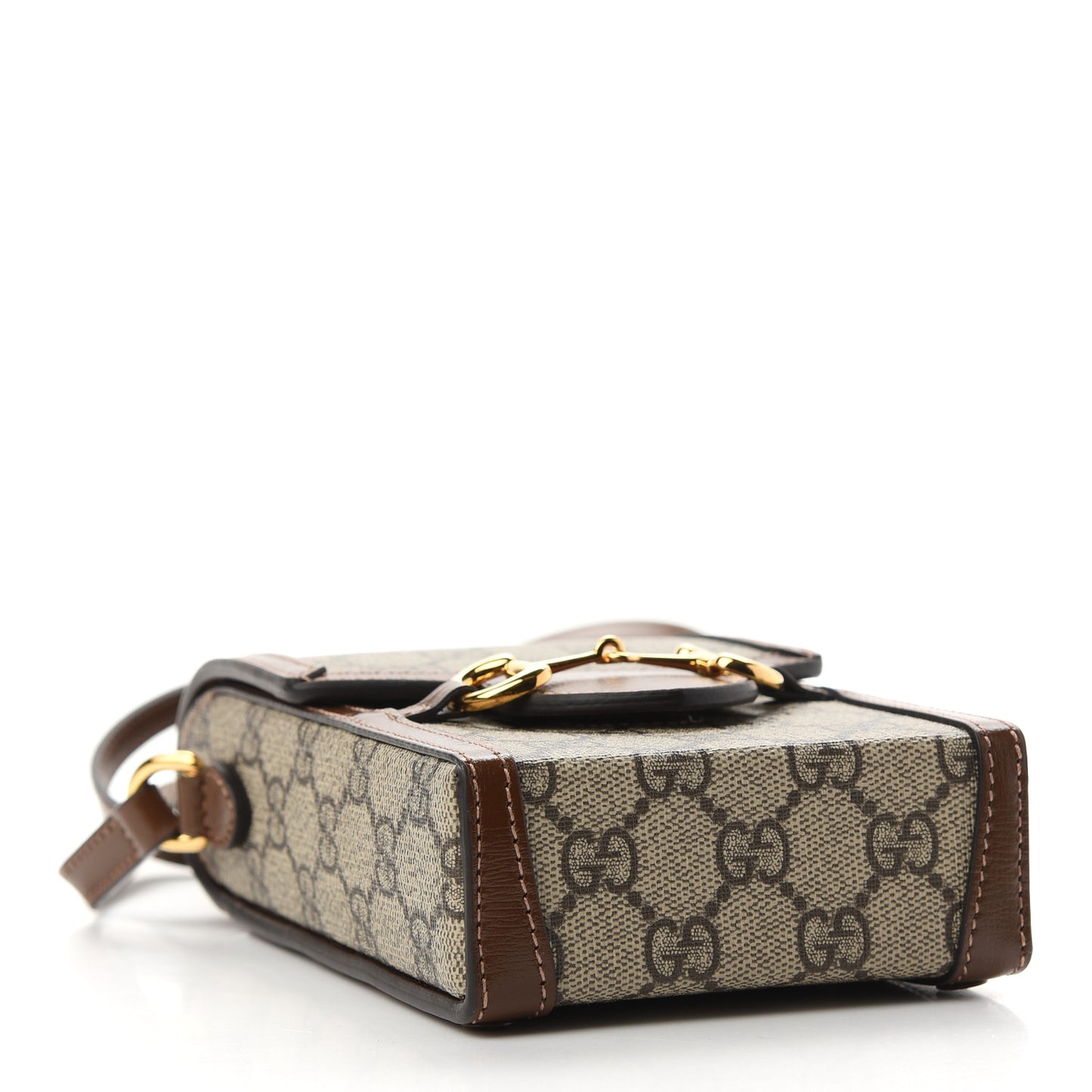 GG Supreme Monogram Mini Horsebit 1955 Crossbody Bag Beige Brown Sugar