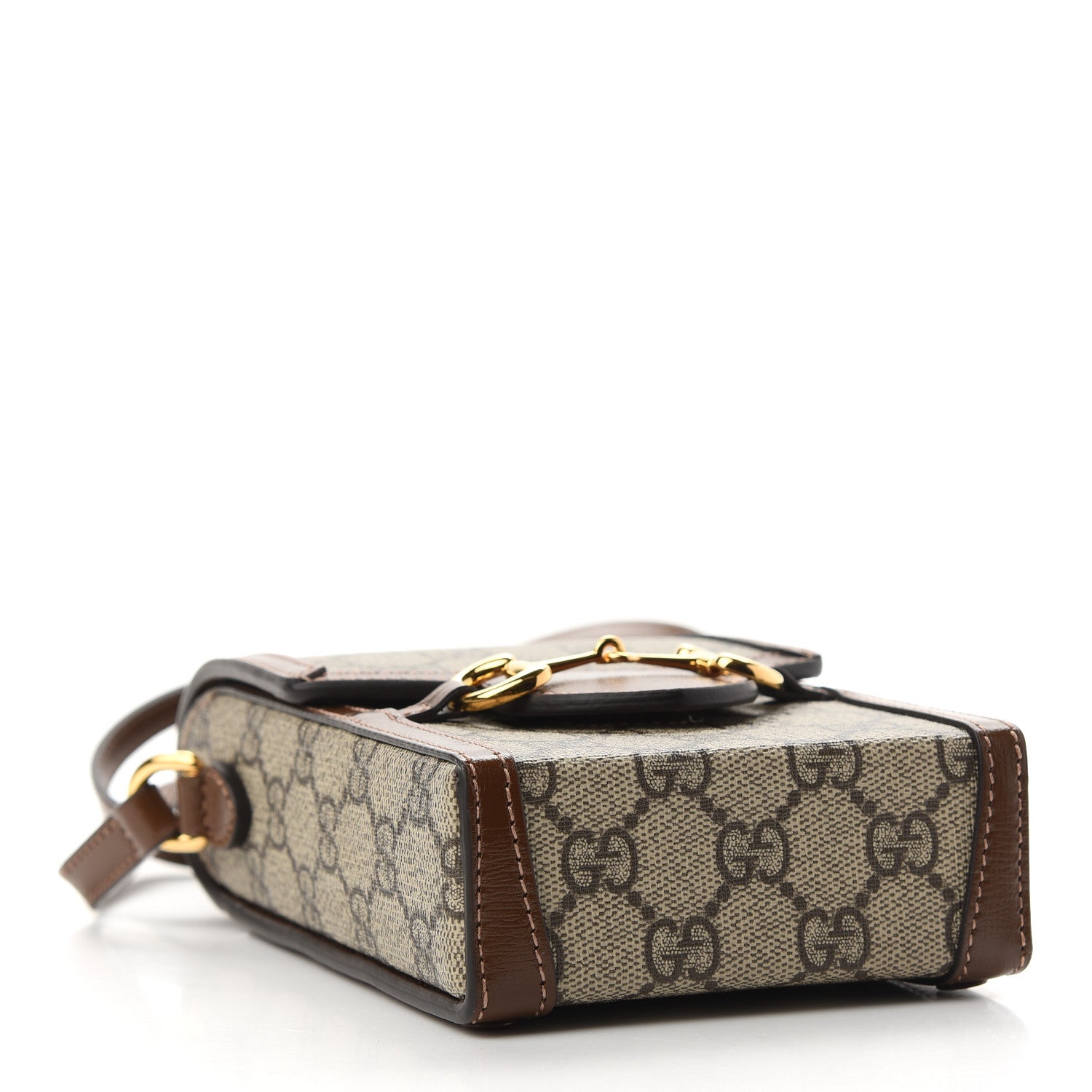 Gucci GG Supreme Monogram Mini Horsebit 1955 Crossbody Bag Beige Brown Sugar 4 of 10