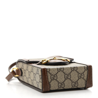 Gucci GG Supreme Monogram Mini Horsebit 1955 Crossbody Bag Beige Brown Sugar 4 of 10