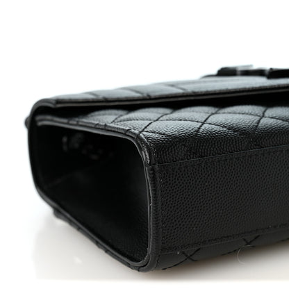 Saint Laurent Grain De Poudre Textured Mixed Matelasse Triquilt Small Monogram Monochrome Satchel Black 8 of 9