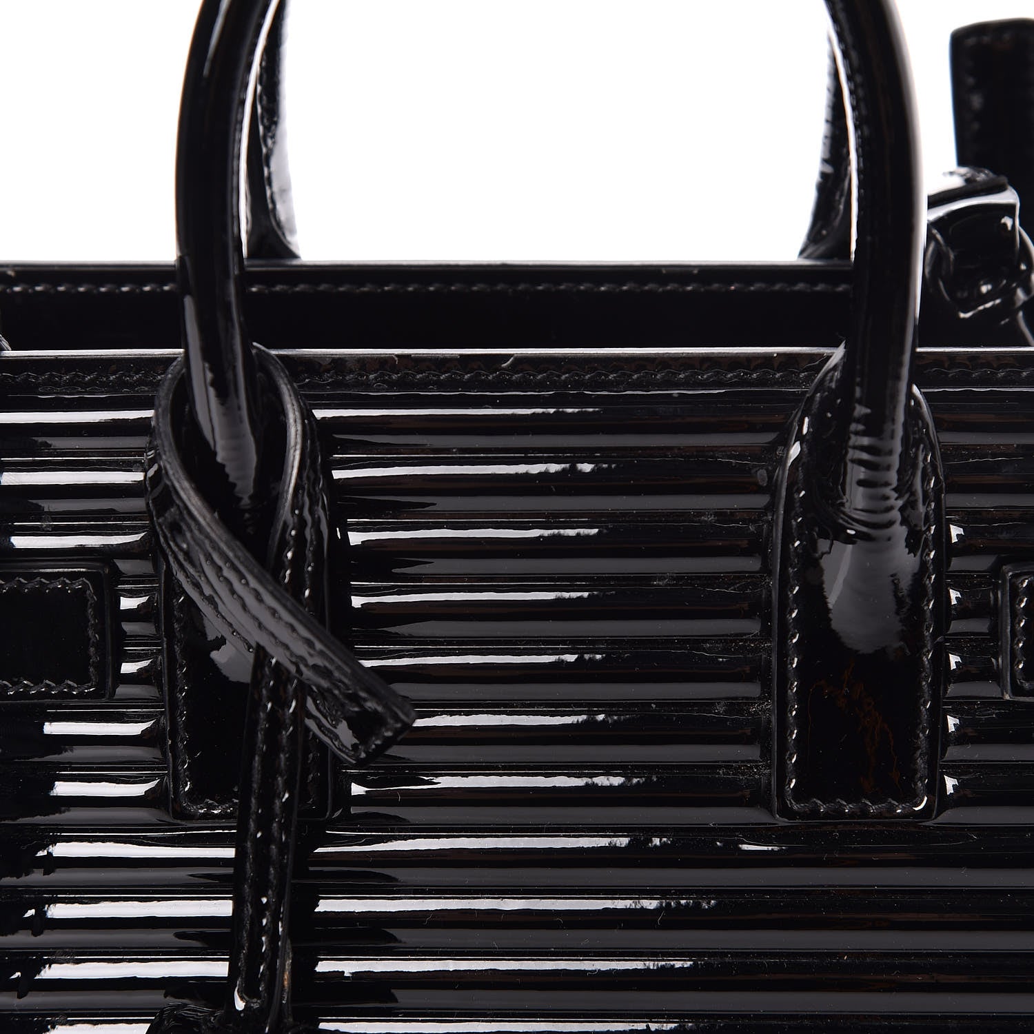 Saint Laurent Ribbed Patent Calfskin Nano Sac De Jour Black 10 of 10