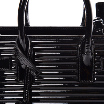 Saint Laurent Ribbed Patent Calfskin Nano Sac De Jour Black 10 of 10