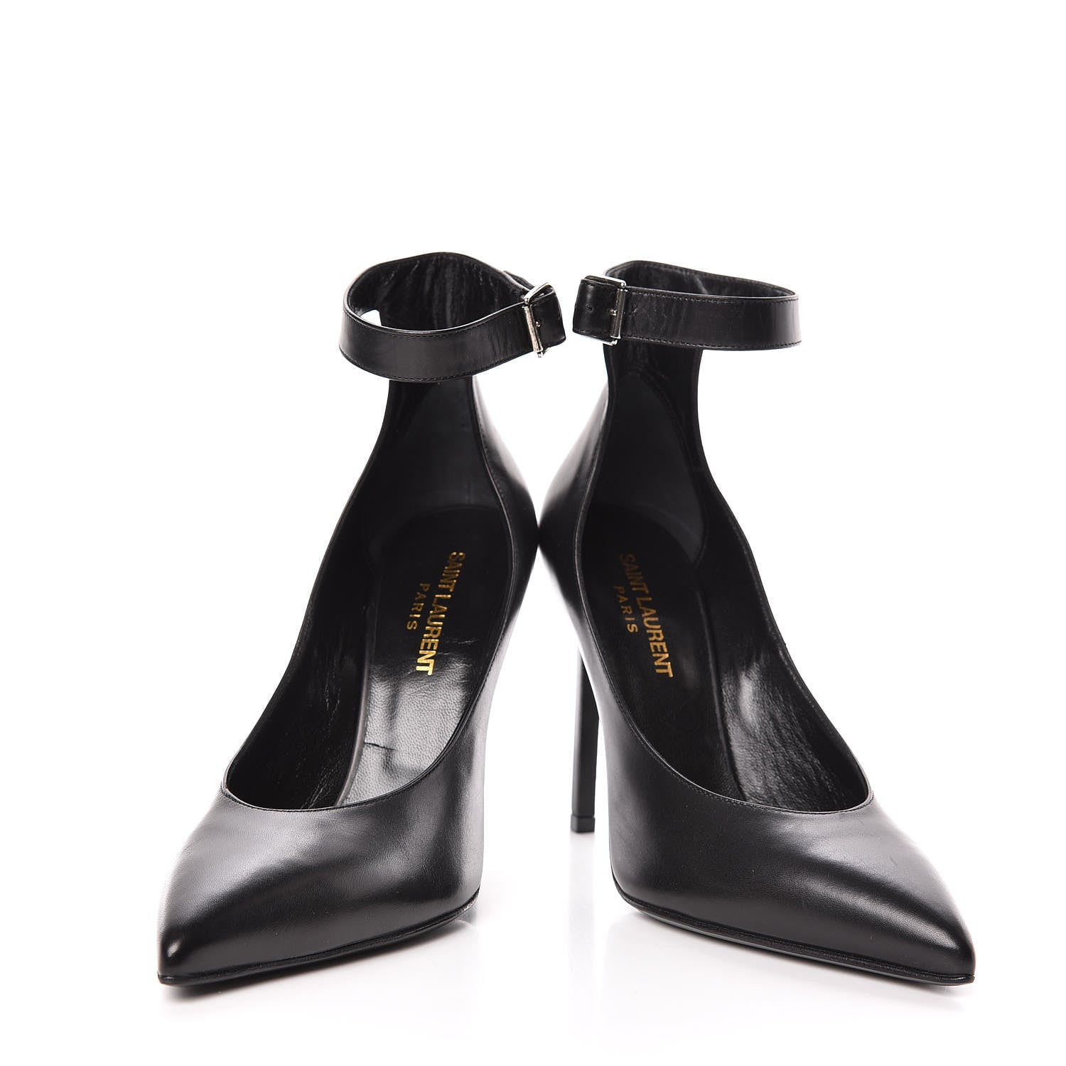 Saint Laurent Seta Calfskin Astra Paris 105 Ankle Strap Pumps 36 Black 6 of 12