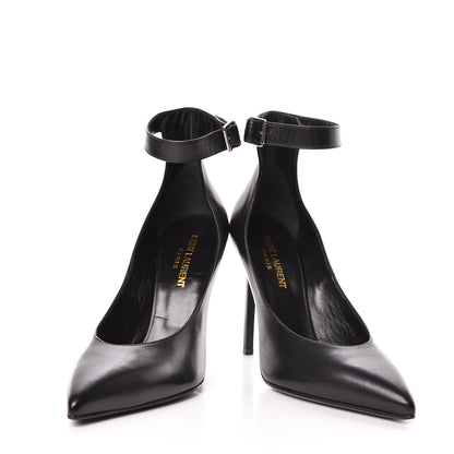 Saint Laurent Seta Calfskin Astra Paris 105 Ankle Strap Pumps 36 Black 6 of 12