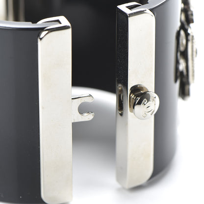 Chanel Resin Crystal CC Cross Cuff Black 4 of 5