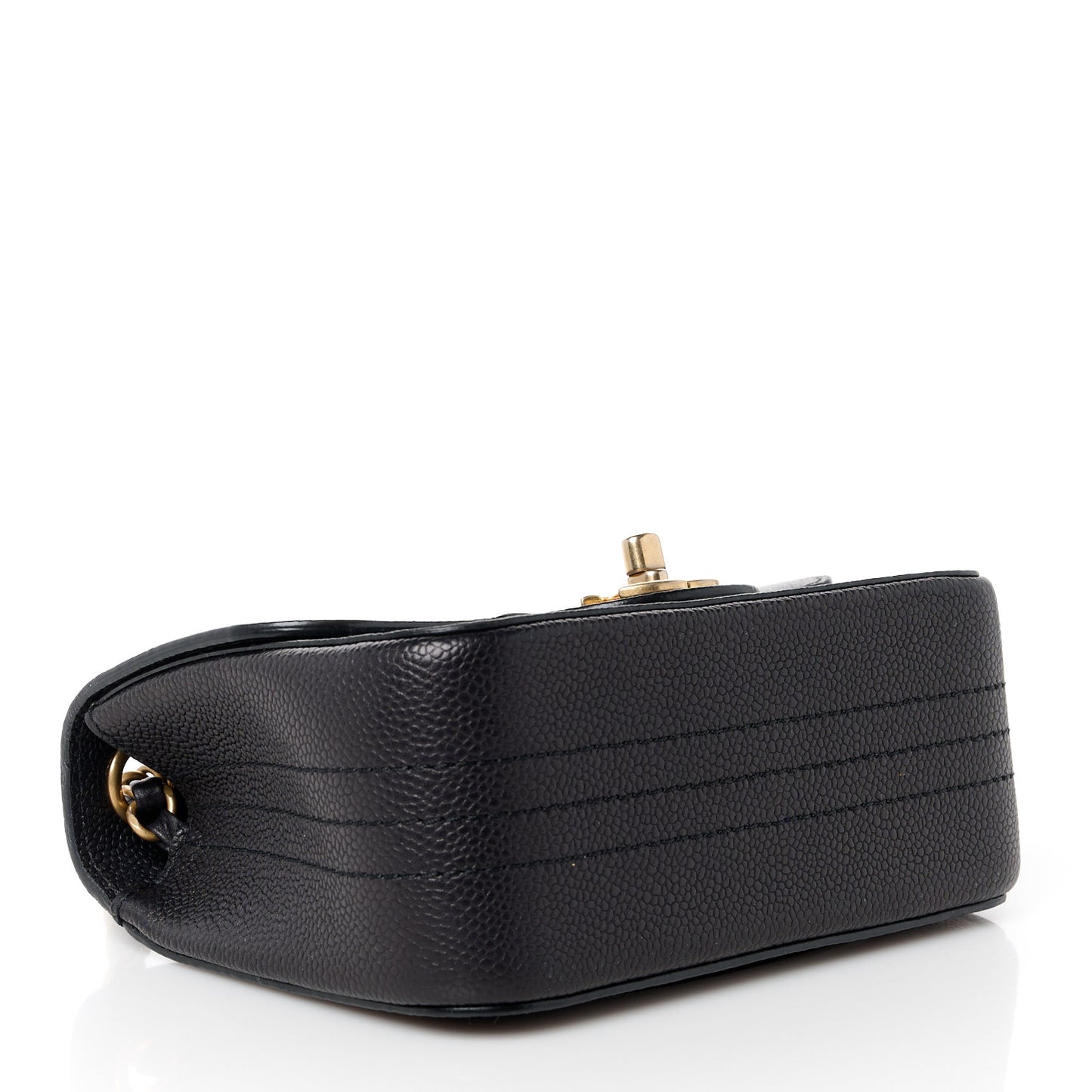 Grained Calfskin Mini Square Classic Pure Flap Black